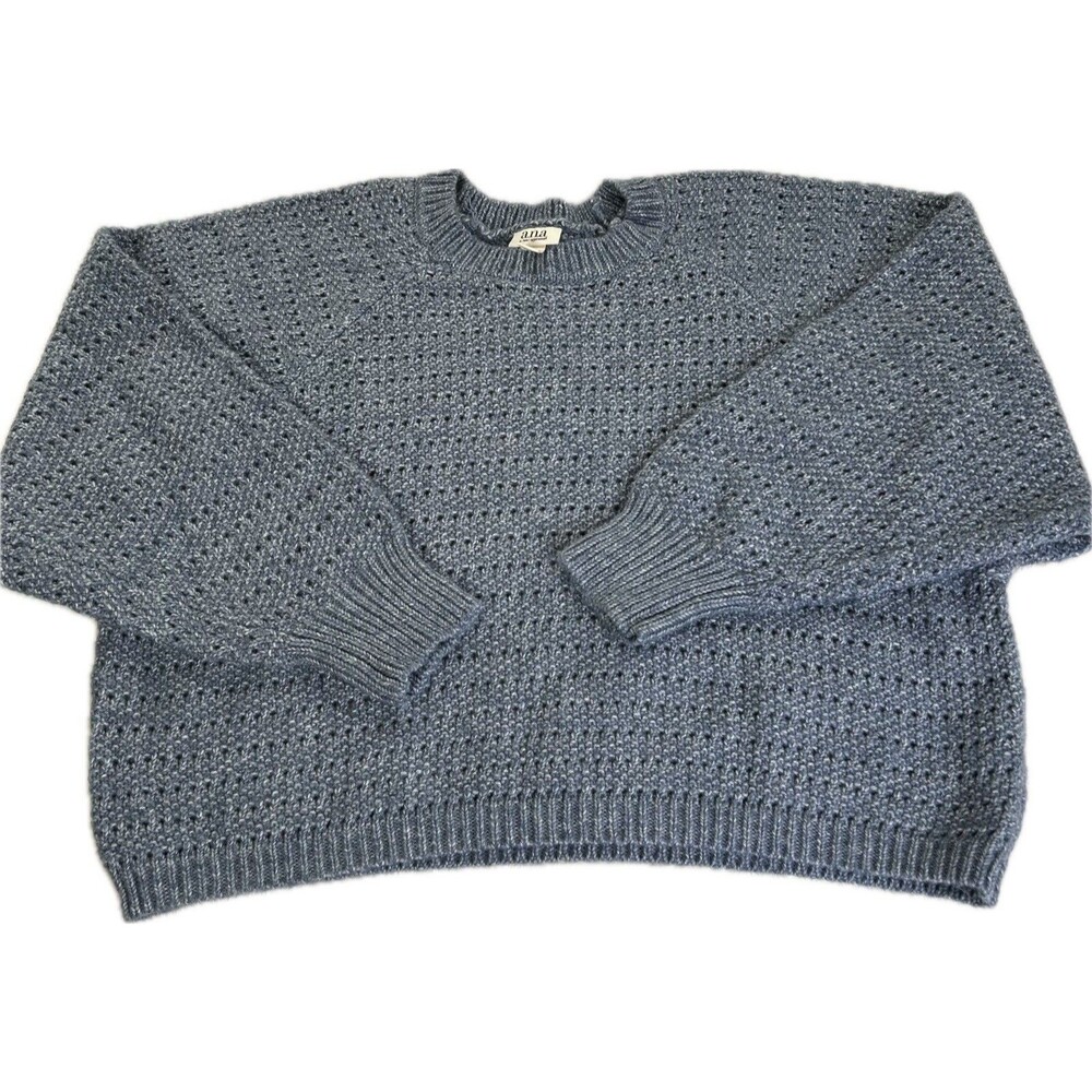 a.n.a. SIze Large Pullover Sweater Oversize Crop Long Sleeve Bluish Gray